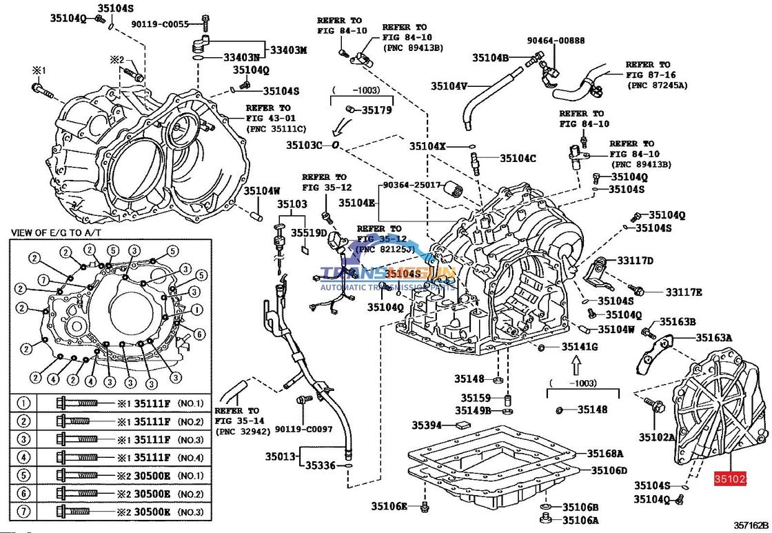 トヨタ RAV4 4速自動トランスミッション U140F のためのトランスミッションの後部カバー組 35102-42010
